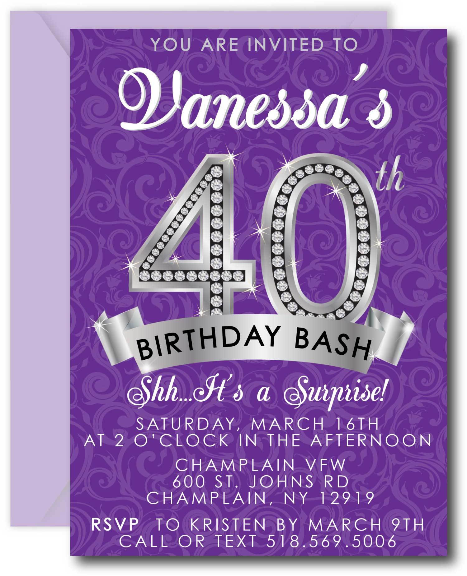 40th Birthday Invitations
 Diamond 40th Birthday Invitation Announce It