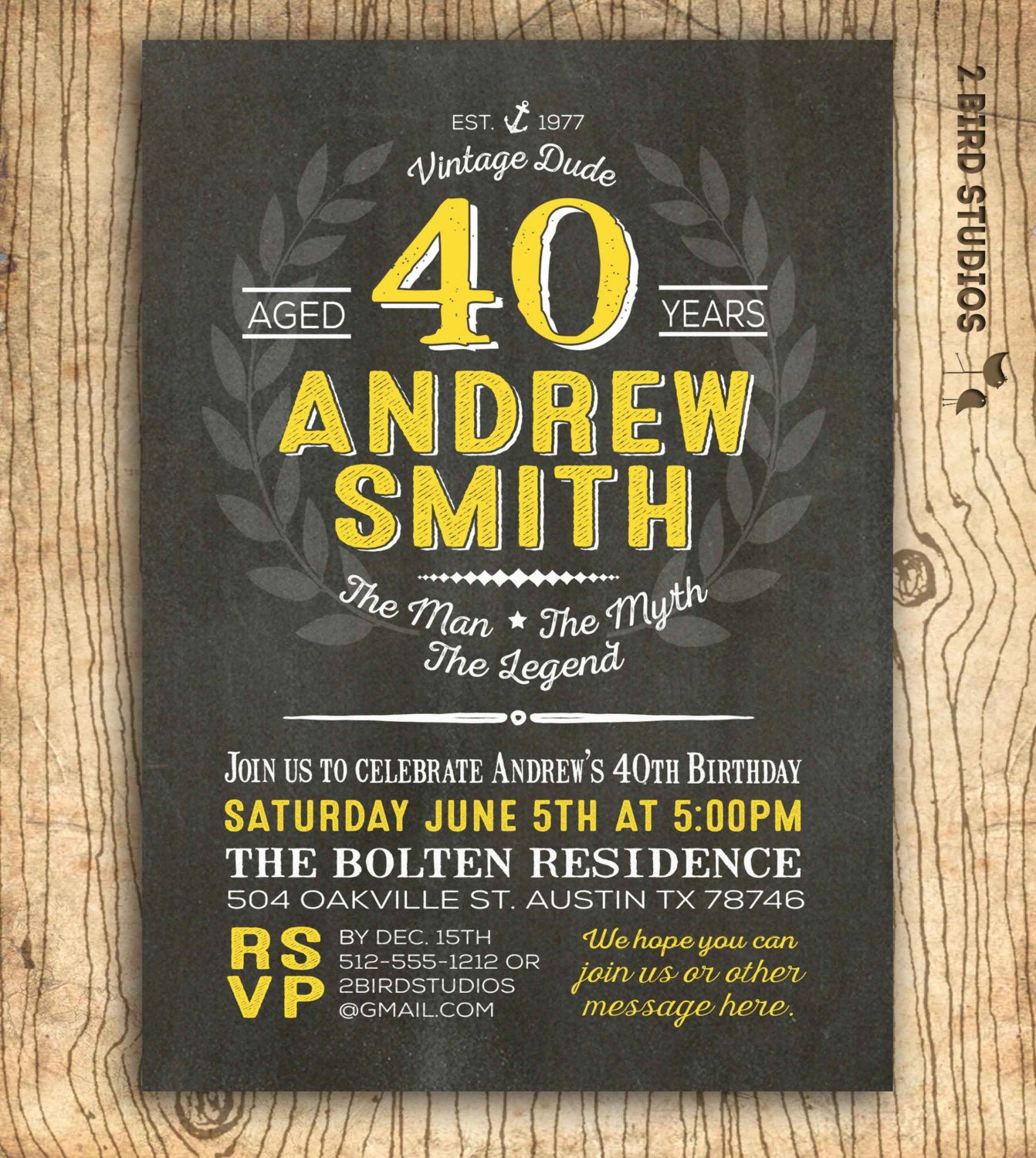 40th Birthday Invitations
 40th birthday invitation for him surprise 40th birthday