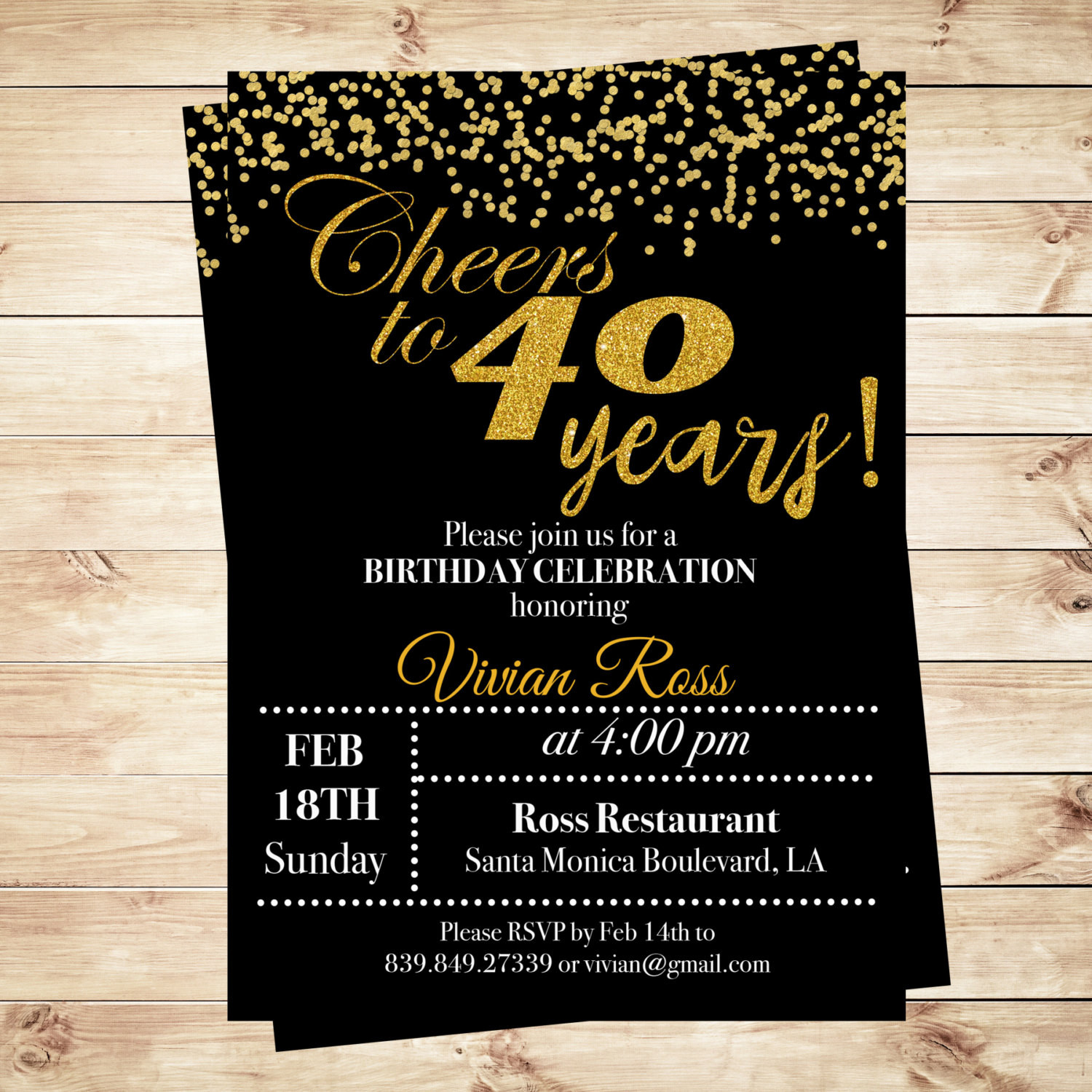 40th Birthday Invitations
 Cheers To 40 Years Birthday Printable Invitation 40th