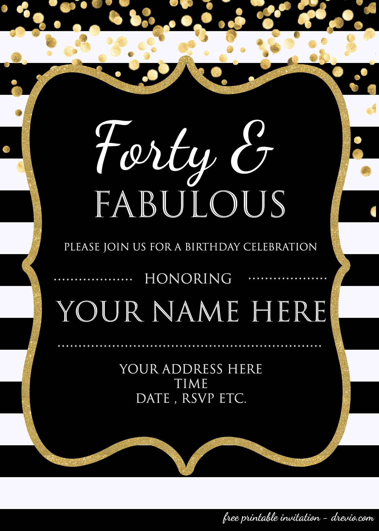 40th Birthday Invitations
 Forty & Fabulous 40th Birthday Invitation Template PSD