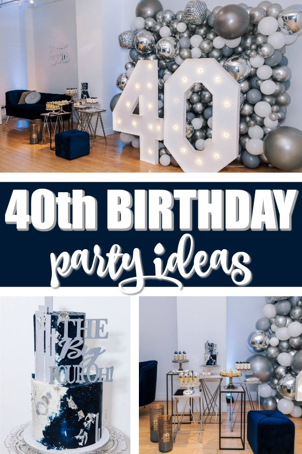 40Th Birthday Party Ideas Man
 Navy Blue and Silver 40th Birthday Party Pretty My Party