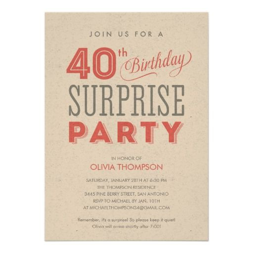 40th Birthday Party Invitation Wording
 Surprise 40th Birthday Invitations WordingFREE PRINTABLE
