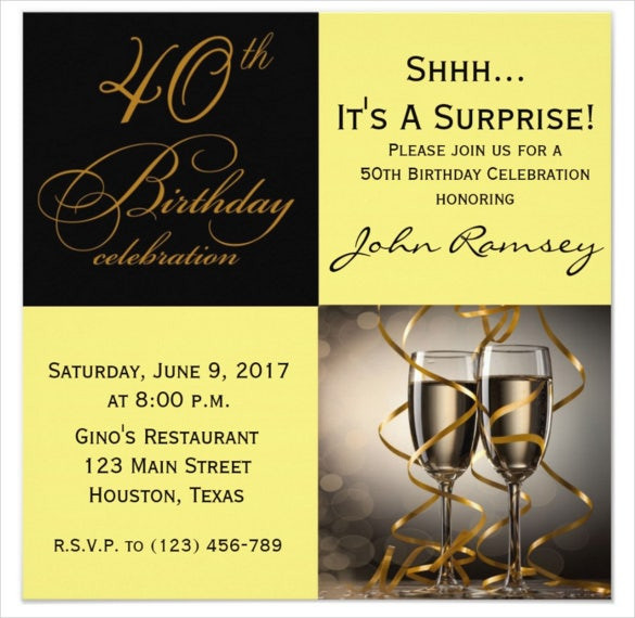 40th Surprise Birthday Invitations
 26 40th Birthday Invitation Templates – PSD AI