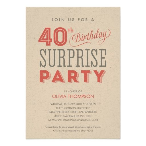 40th Surprise Birthday Invitations
 Surprise 40th Birthday Invitations WordingFREE PRINTABLE