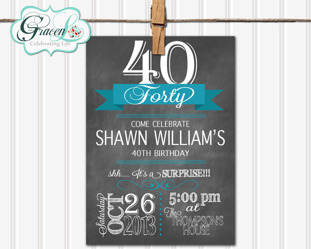 40th Surprise Birthday Invitations
 40th Birthday Invitation Surprise Birthday by GracenLDesigns