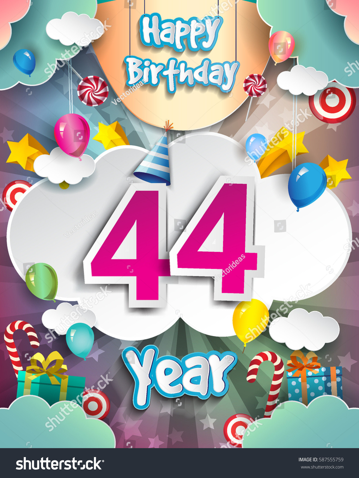 44Th Birthday Party Ideas
 44th Birthday Celebration Greeting Card Design Stock