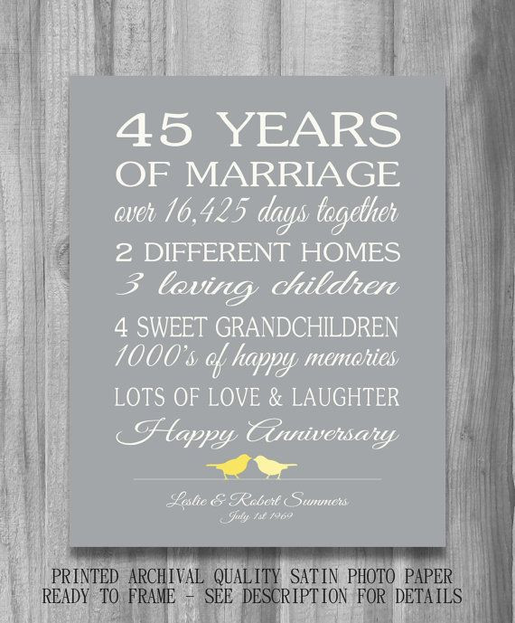 45 Year Anniversary Gift Ideas
 45th Wedding Anniversary Quotes QuotesGram
