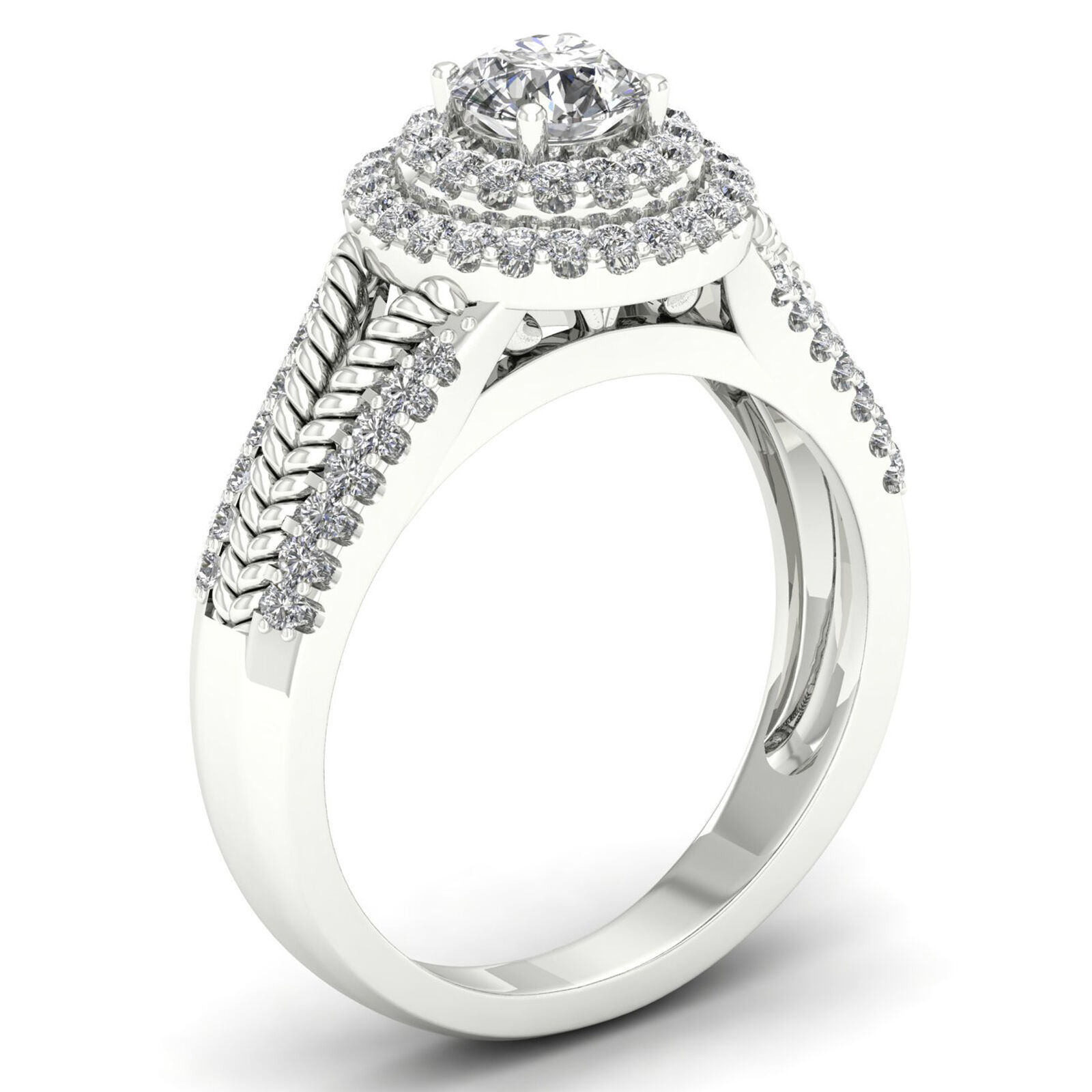 4ct Diamond Engagement Ring
 14k White Gold 3 4ct TDW Diamond Halo Engagement Ring
