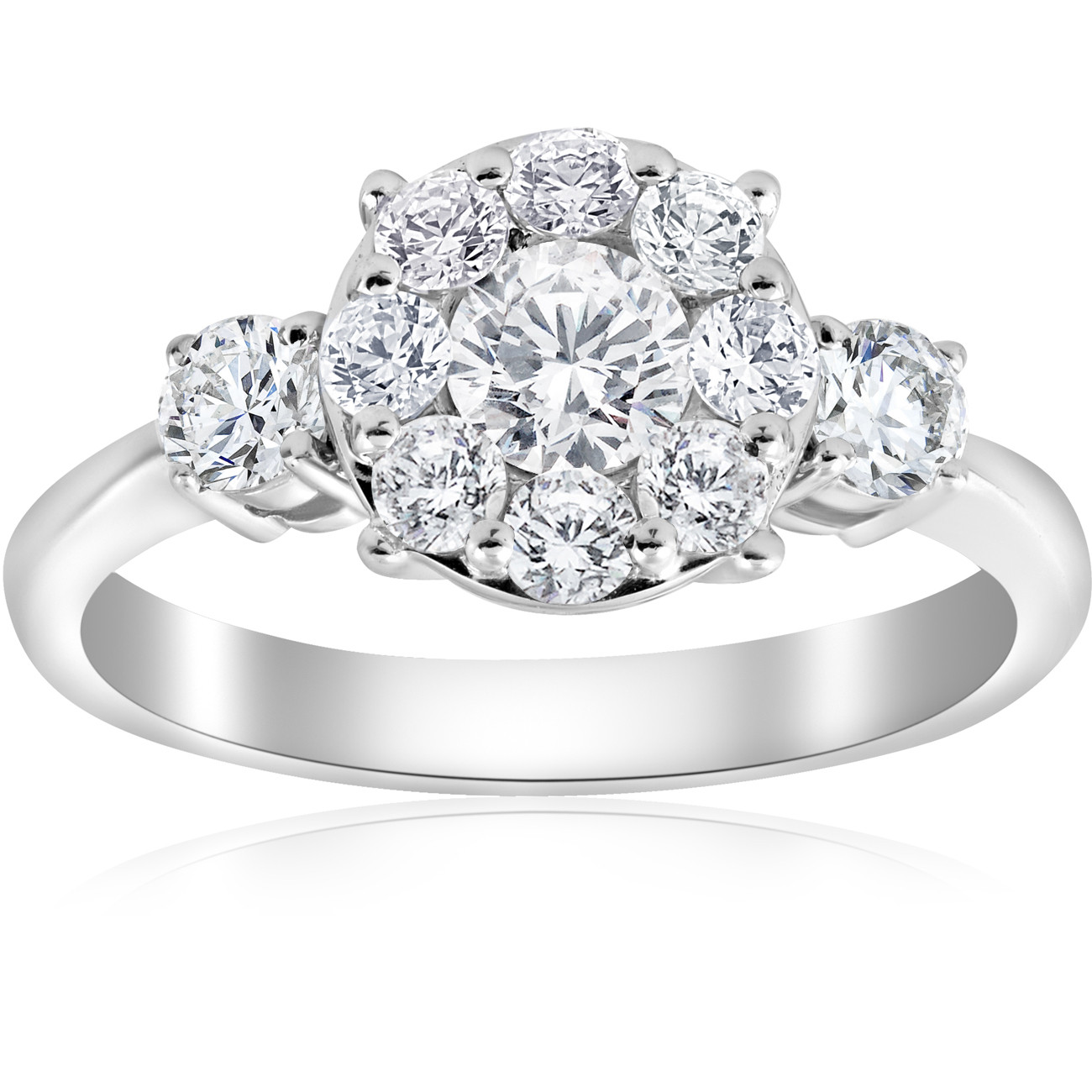 4ct Diamond Engagement Ring
 1 1 4ct Round Diamond Engagement Ring Pave Halo 3 Stone