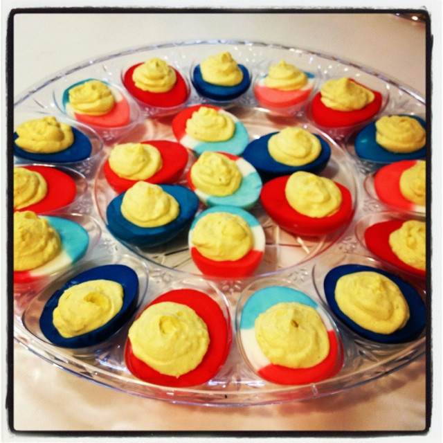 4Th Of July Deviled Eggs
 Fourth of July deviled eggs