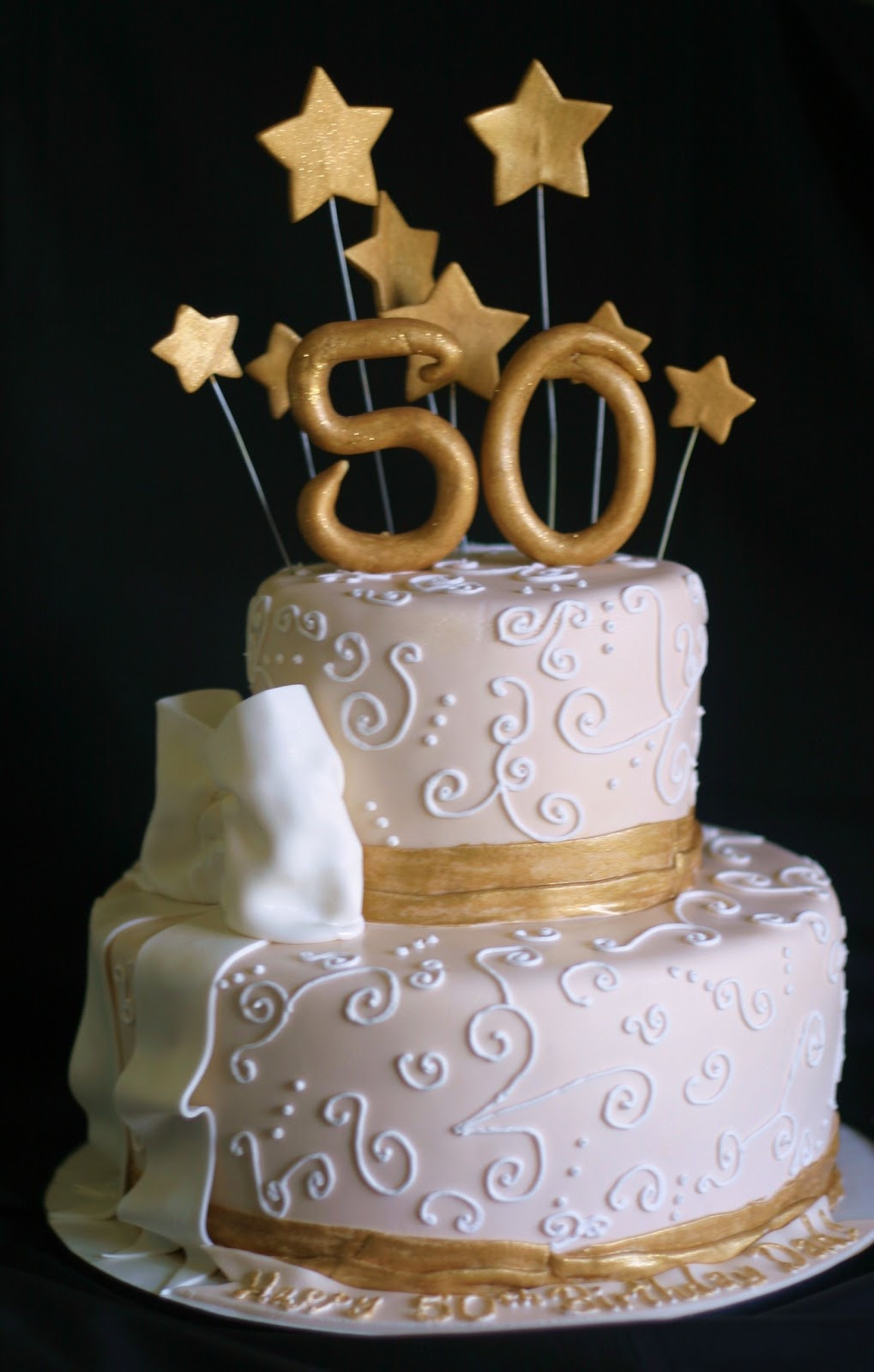 50 Birthday Cake Ideas
 Pink Little Cake Gold and light ivory 50th Birthday Cake