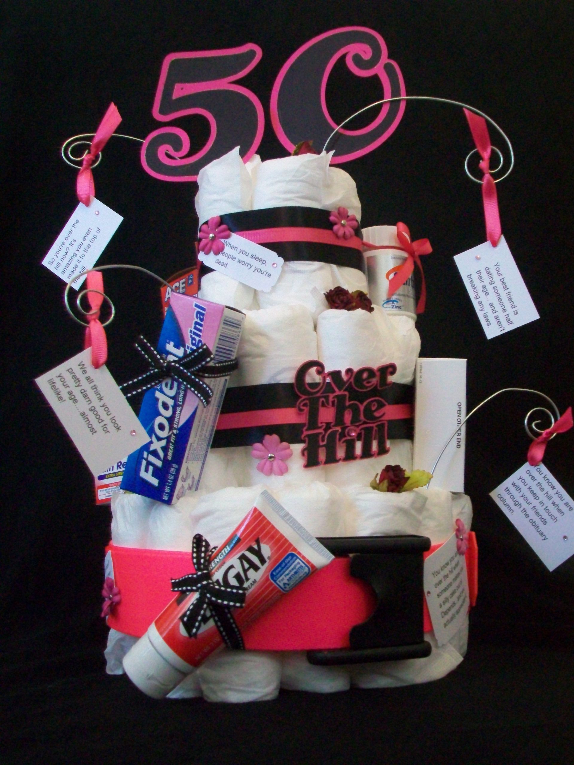 50Th Birthday Gag Gift Ideas
 Over the Hill Depends Cake Scrapbook