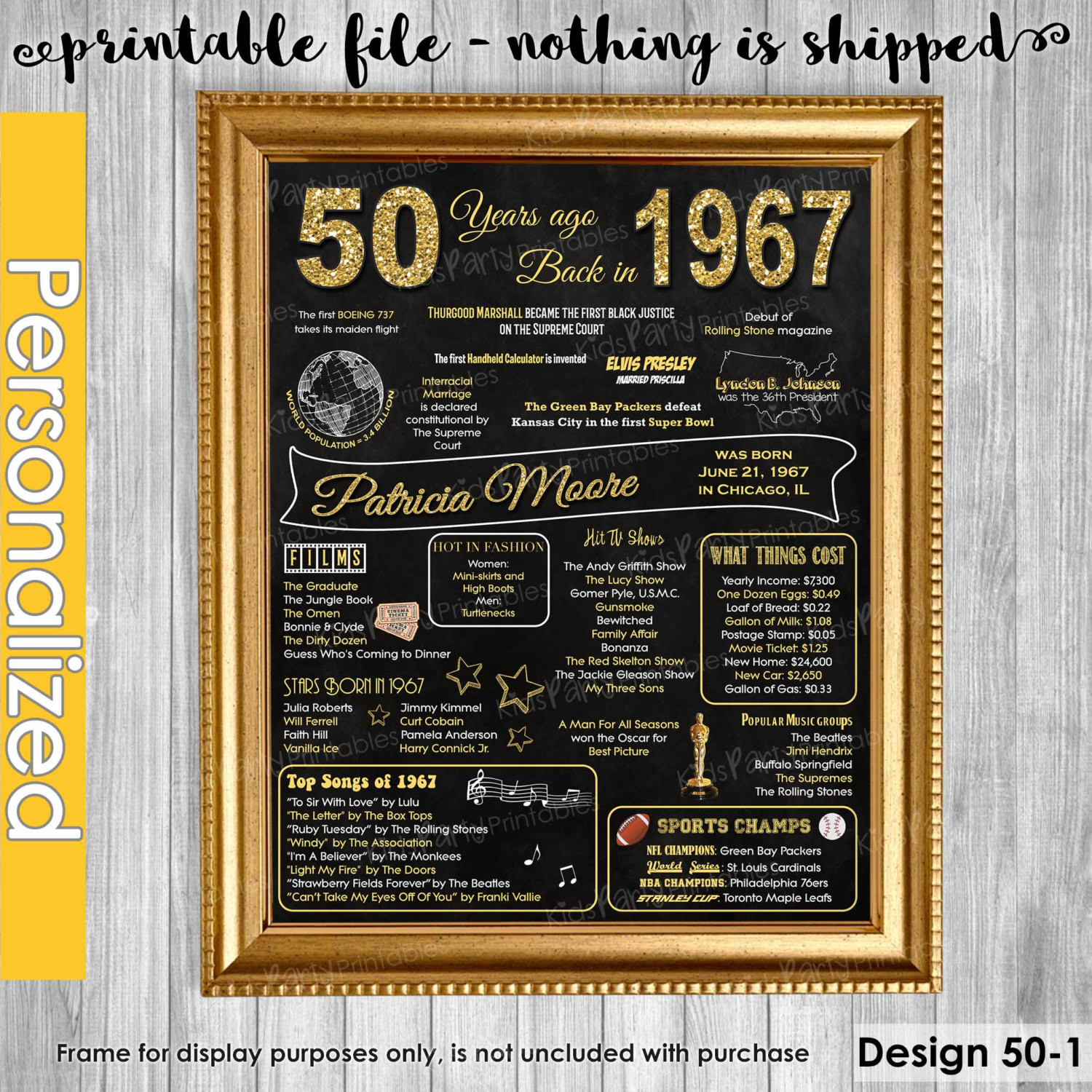 50Th Birthday Gift Ideas Men
 50th Birthday Gift for Women 50th Birthday Chalkboard 50th