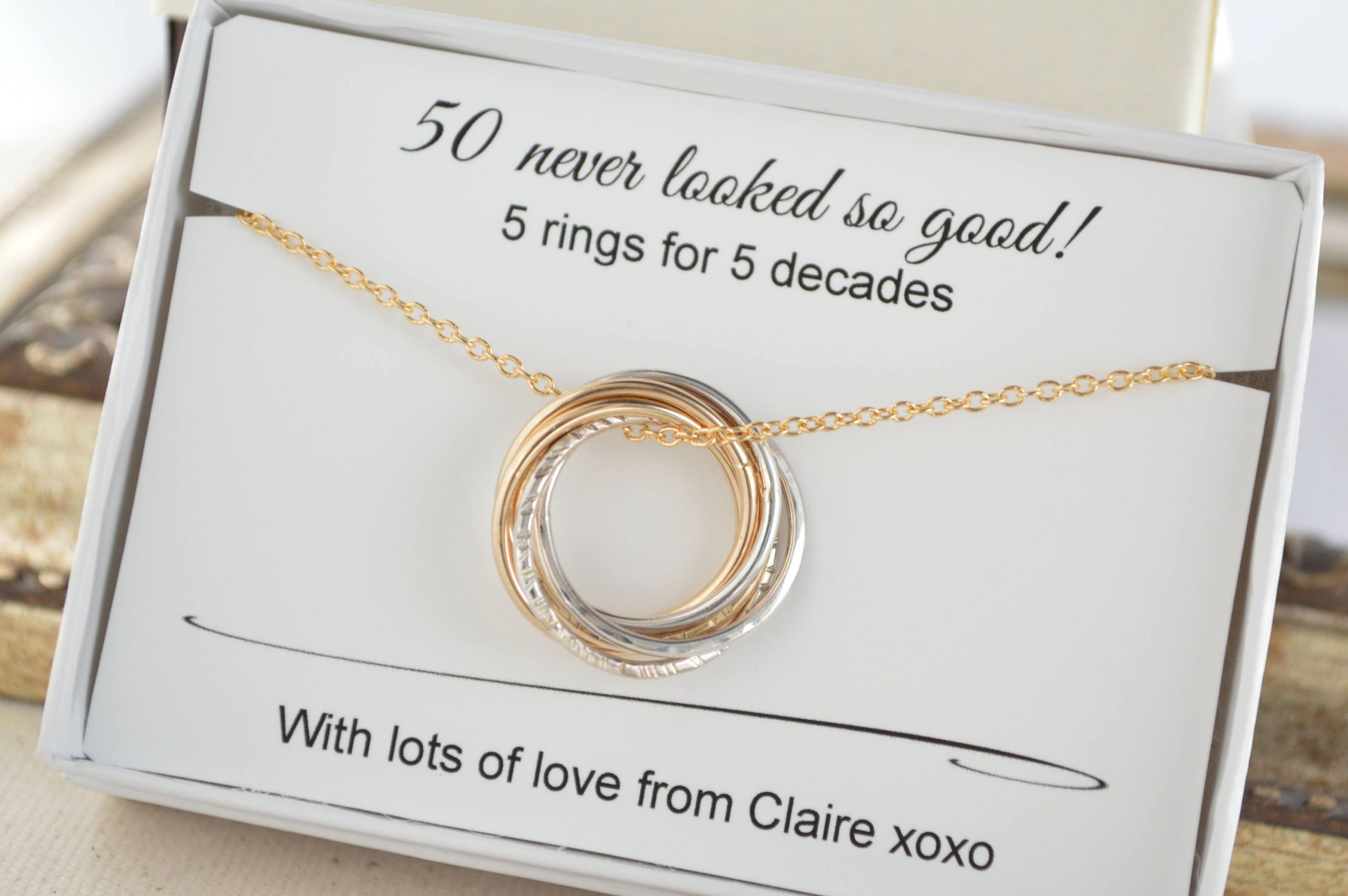 50Th Birthday Party Ideas For Wife
 50th Birthday t for women 5 Rings necklace 50th