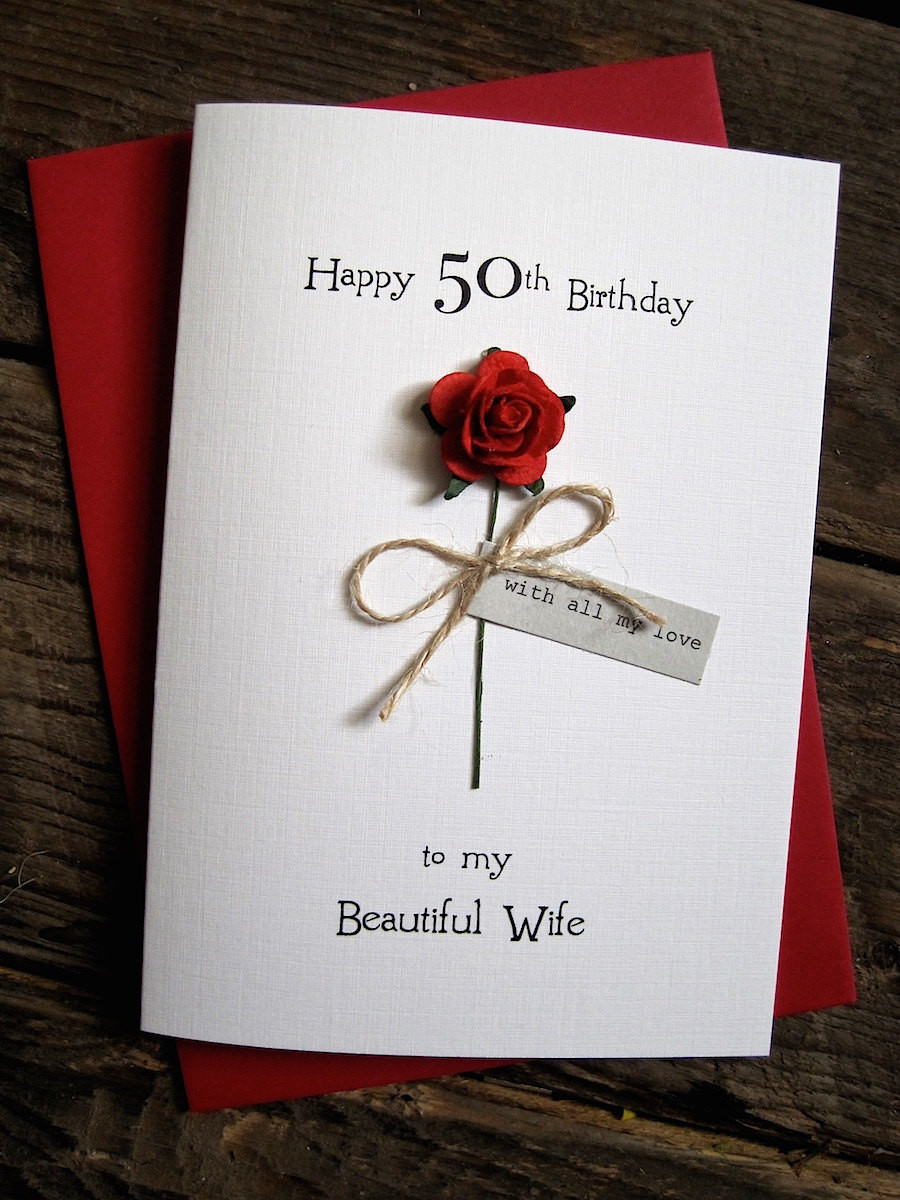 50Th Birthday Party Ideas For Wife
 50th Birthday Card for Wife Red Rose Love Personalised Gift 50