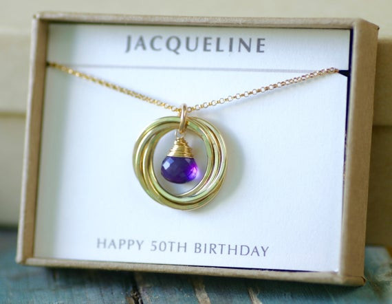 50Th Birthday Party Ideas For Wife
 50th birthday t for wife necklace gold amethyst jewelry