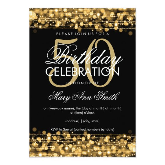 50th Birthday Party Invitation
 Elegant 50th Birthday Party Sparkles Gold Invitation