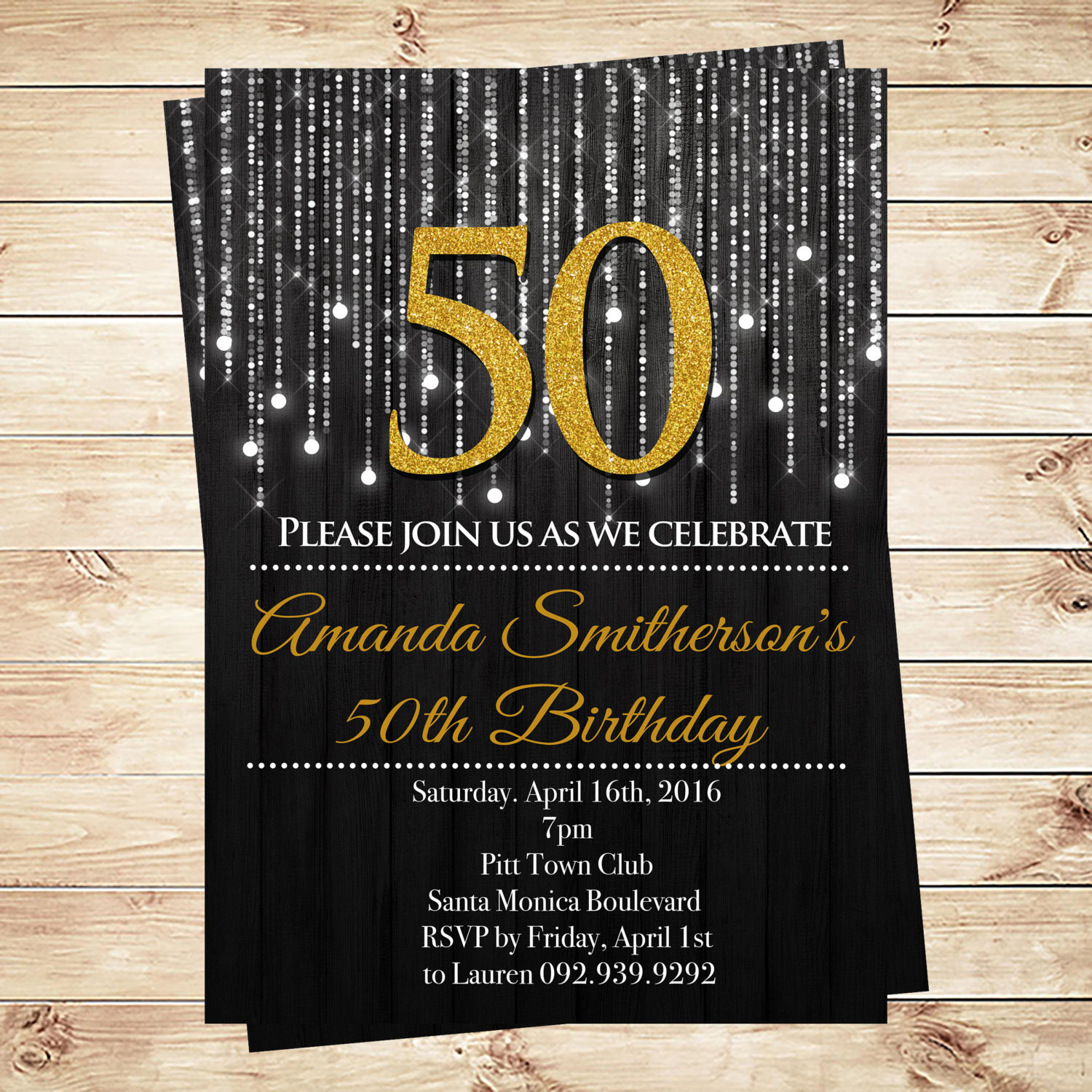 50th Birthday Party Invitation
 Gold And Black 50th Birthday Invitations and by