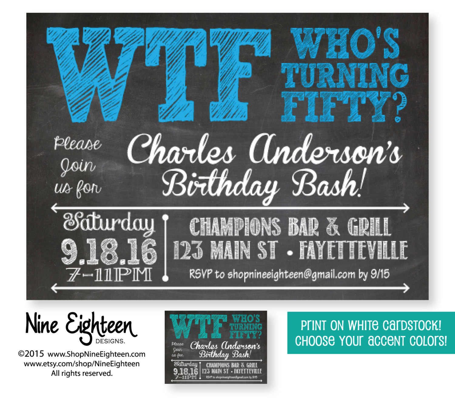50th Birthday Party Invitation
 50th Birthday Party Invitation WTF Who s Turning by