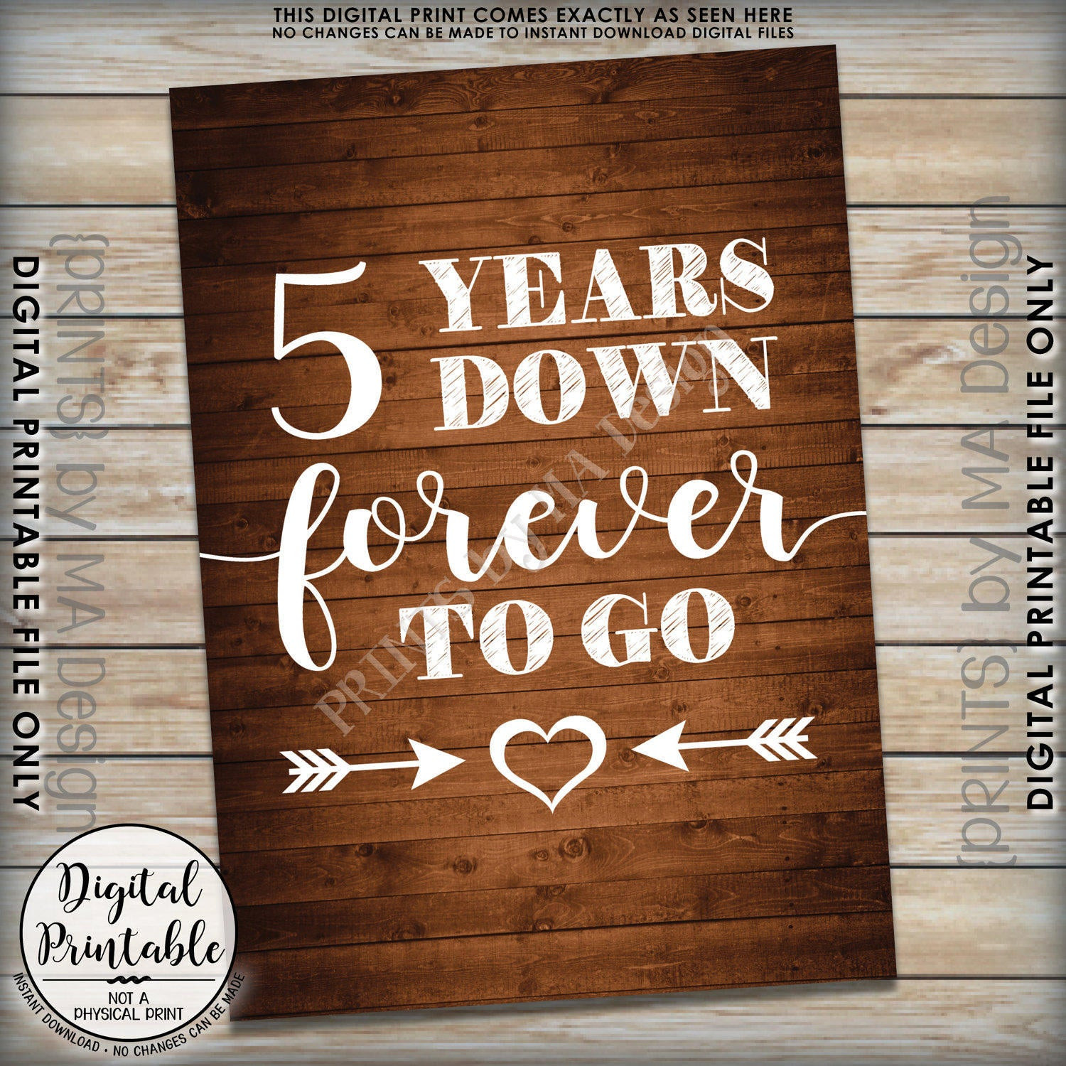 5Th Year Anniversary Gift Ideas
 5 Years Down Forever to Go 5th wedding anniversary t