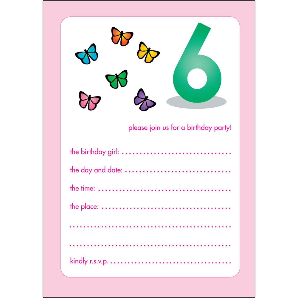 6 Year Old Birthday Party
 10 Childrens Birthday Party Invitations 6 Years Old Girl