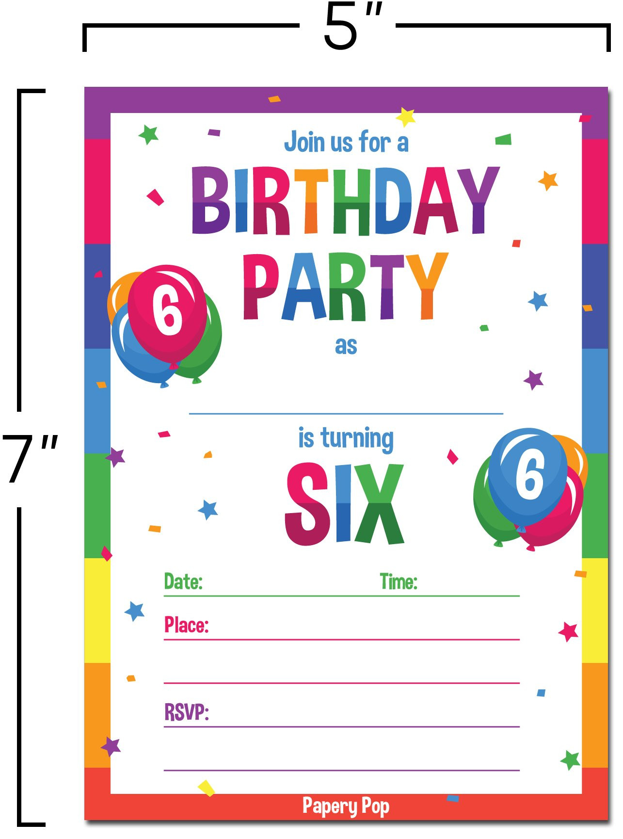 6 Year Old Birthday Party
 6 Year Old Birthday Party Invitations with Envelopes 15