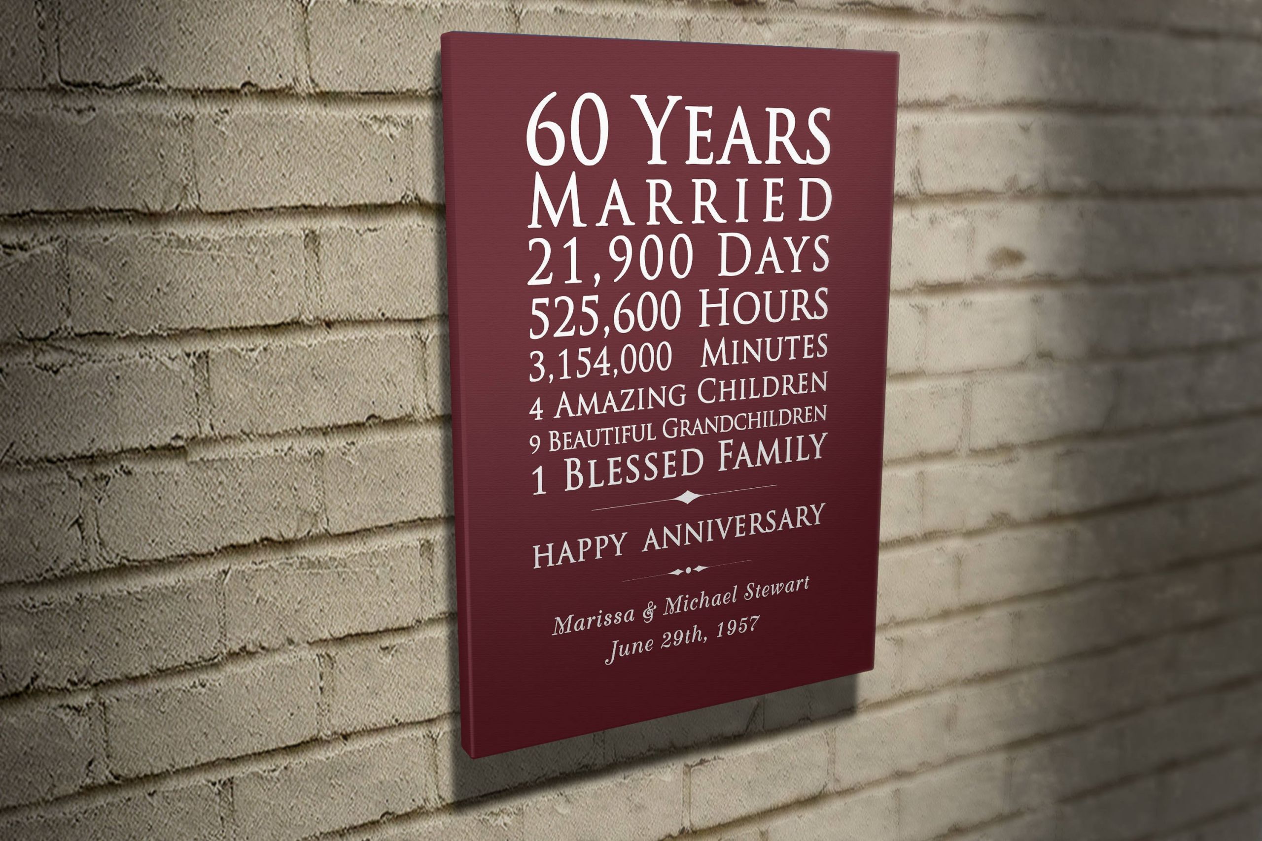 60 Wedding Anniversary Gift Ideas
 Custom 60 years anniversary t for parents 60th wedding
