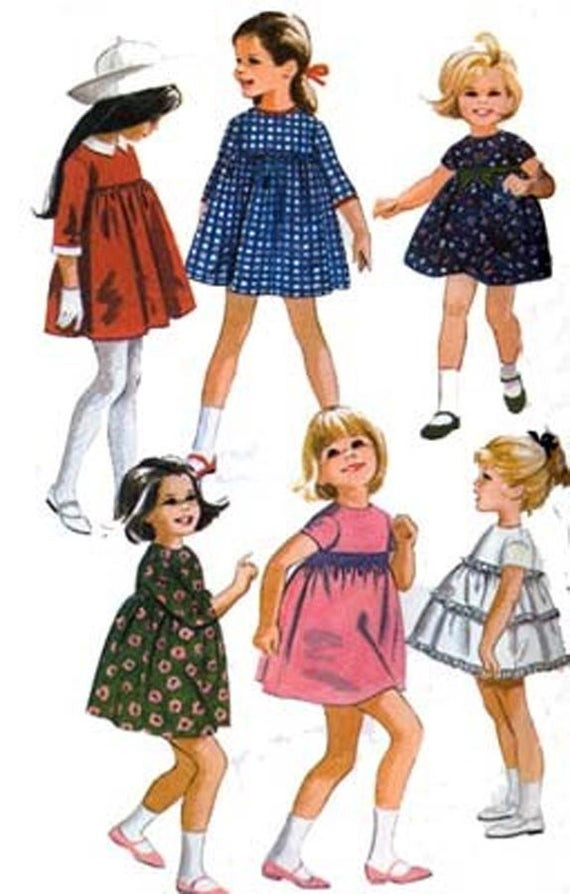 60S Kids Fashion
 Vintage 60s Sewing Pattern McCalls 8152 Girls High Waisted