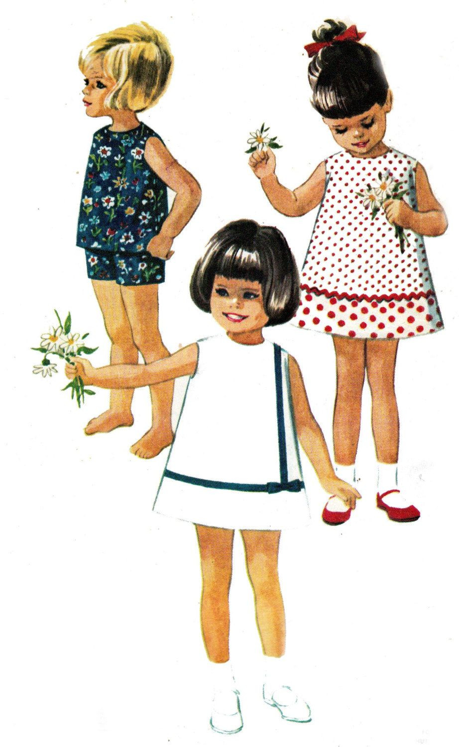 60S Kids Fashion
 60s Vintage Girls Pattern McCalls 7783 Dress or Top and