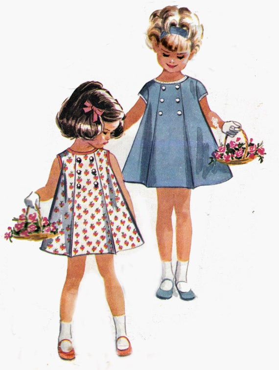 60S Kids Fashion
 60s Vintage Toddler Girls Pattern McCalls by