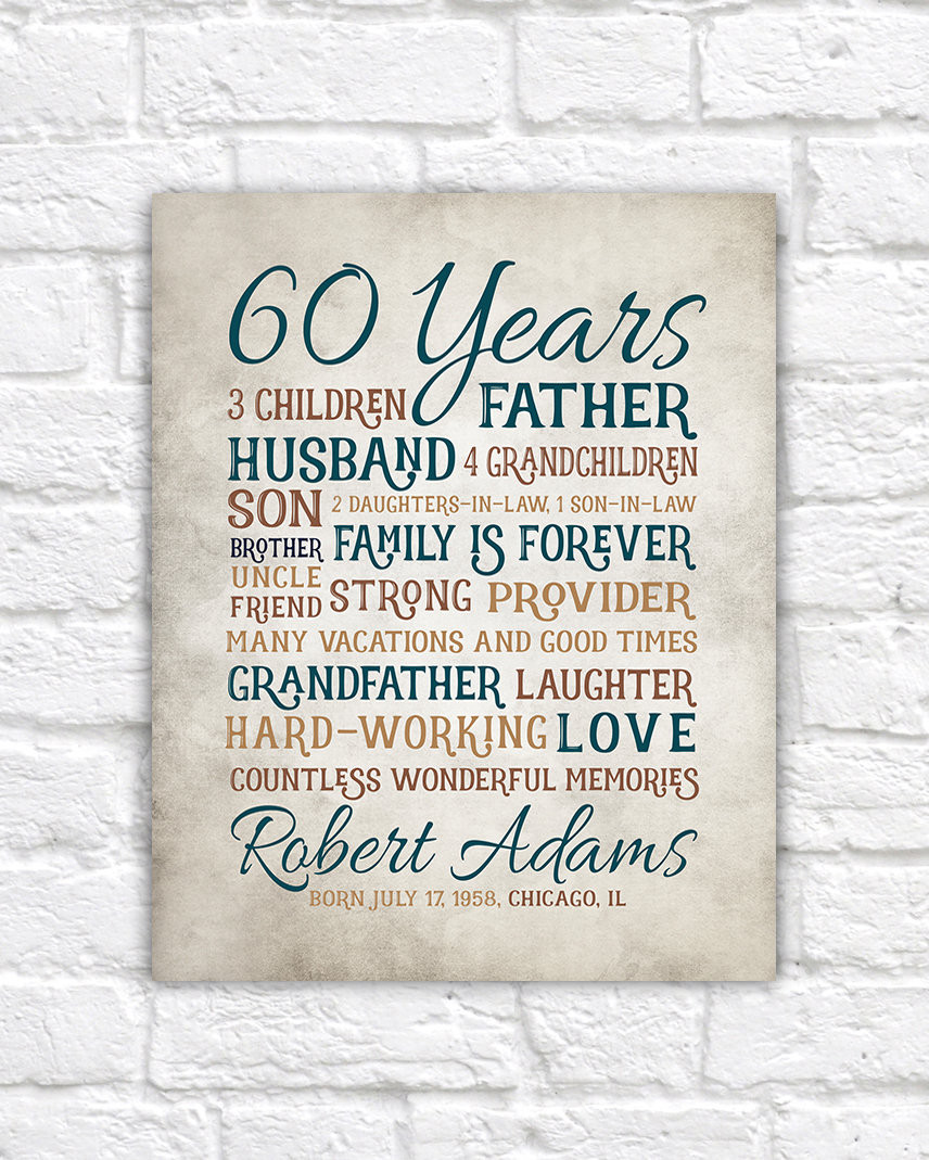 60th Birthday Gifts For Dad
 Birthday Gift for Dad 60th Birthday 60 Year Old Dad Father