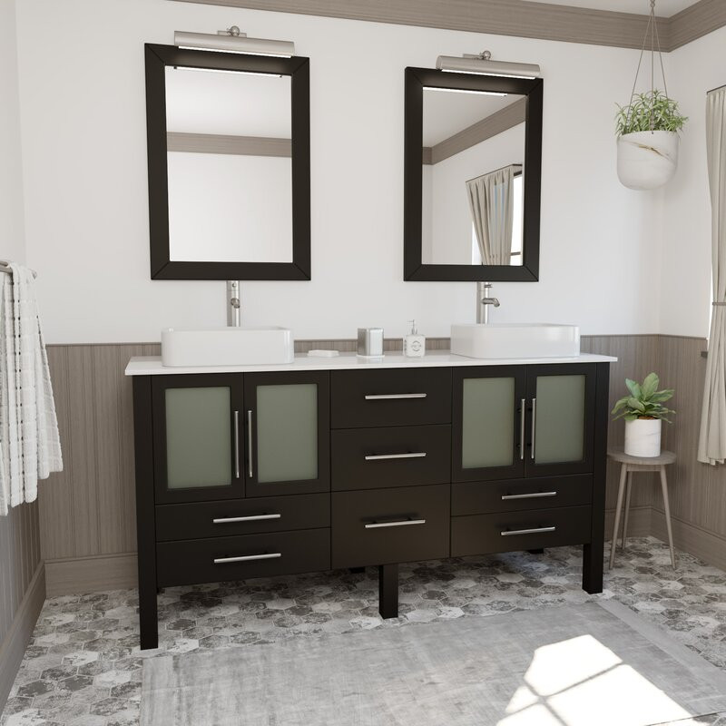 65 Bathroom Vanity
 Brayden Studio Meserve 65" Espresso Solid Wood Double