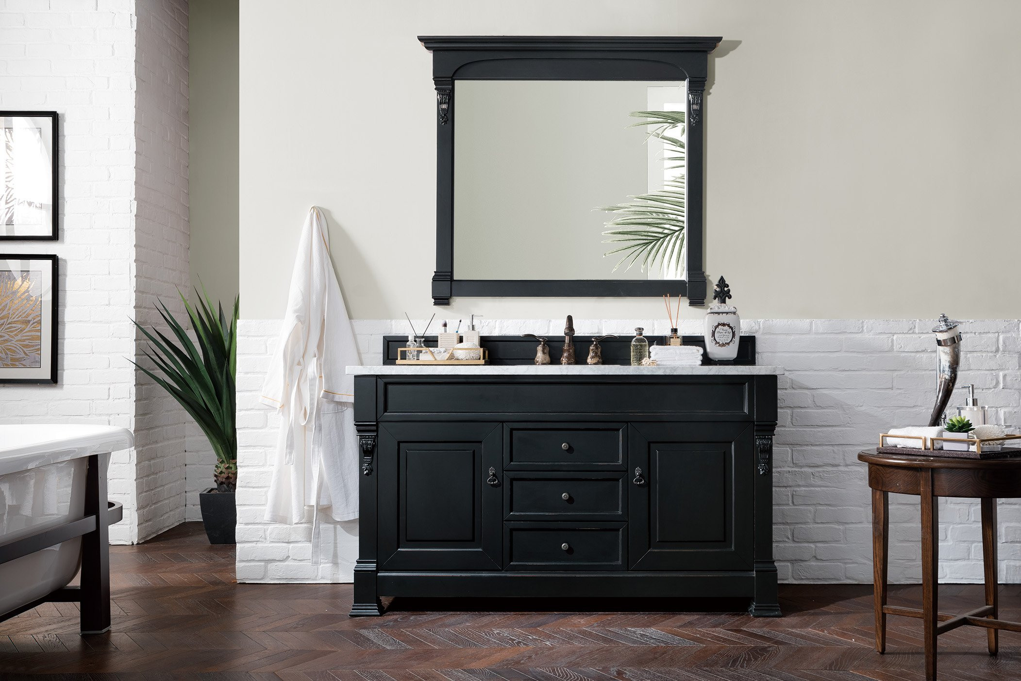 65 Bathroom Vanity
 Brookfield 60" Single Bathroom Vanity Antique Black