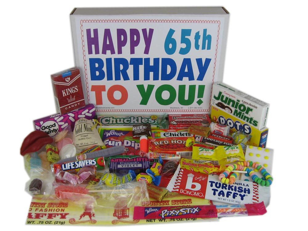 65Th Birthday Gift Ideas
 Woodstock Candy Blog 65th Birthday Gifts Can Be So Sweet