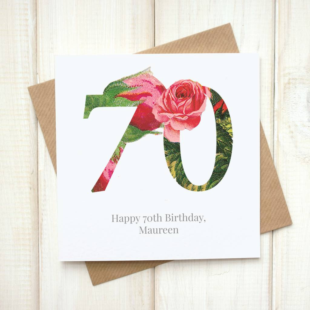 70th Birthday Cards
 personalised 70th birthday floral card by chi chi moi