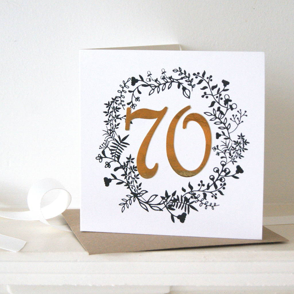 70th Birthday Cards
 luxe gold 70th birthday card by the hummingbird card