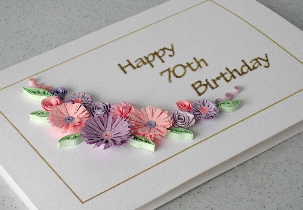 70th Birthday Cards
 70th birthday card quilling flowers handmade 18th 21st