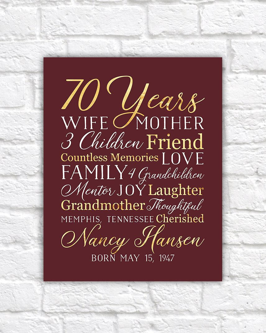 70Th Birthday Gift Ideas For Grandpa
 70th Birthday Gift for Mom Grandma 70 Year OId Born 1947