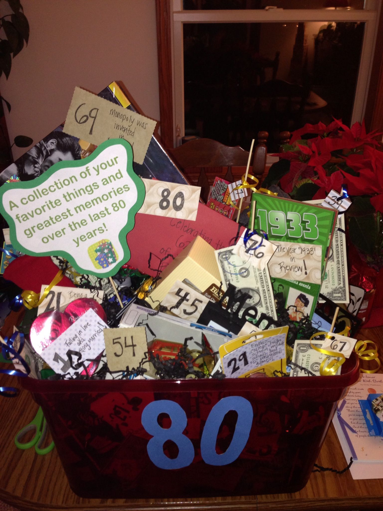 70Th Birthday Gift Ideas For Grandpa
 80th Birthday Basket for my Grandpa Filled with his