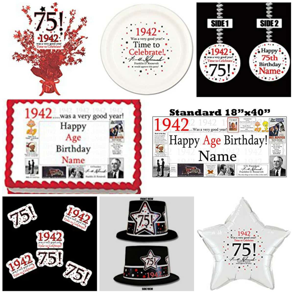 75th Birthday Party Favors
 1942 Was a Very Good Year Party Theme