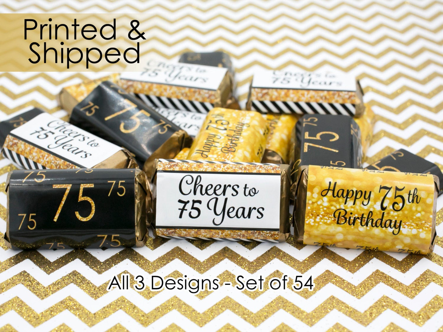 75th Birthday Party Favors
 75th Birthday Party Decorations Gold & Black by Distinctivs