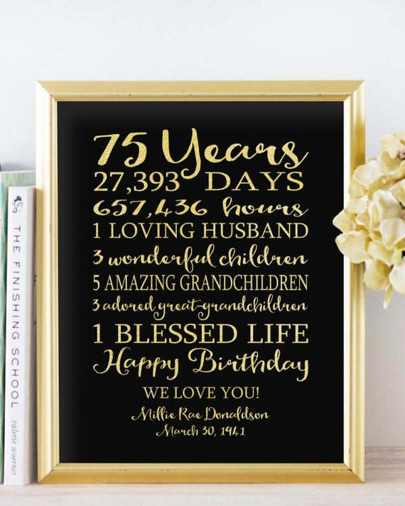 75Th Birthday Party Ideas For Dad
 75th BIRTHDAY Sign Birthday GIFT Personalized 75 Years Dad