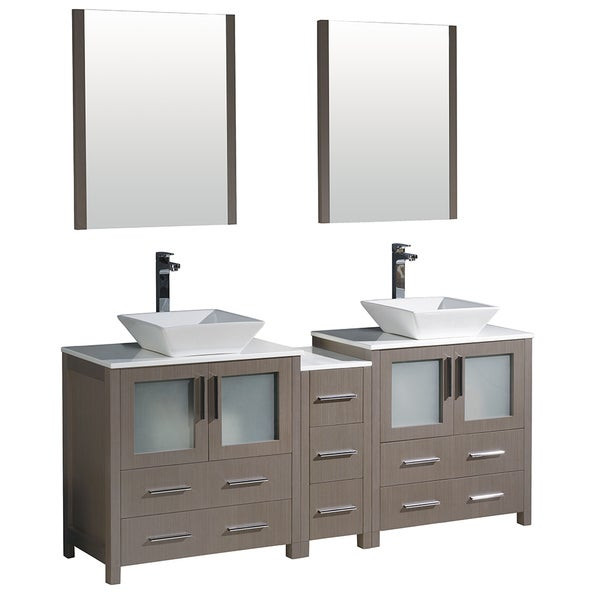 76 Inch Bathroom Vanity
 Shop Fresca Torino 72 inch Grey Oak Modern Double Sink