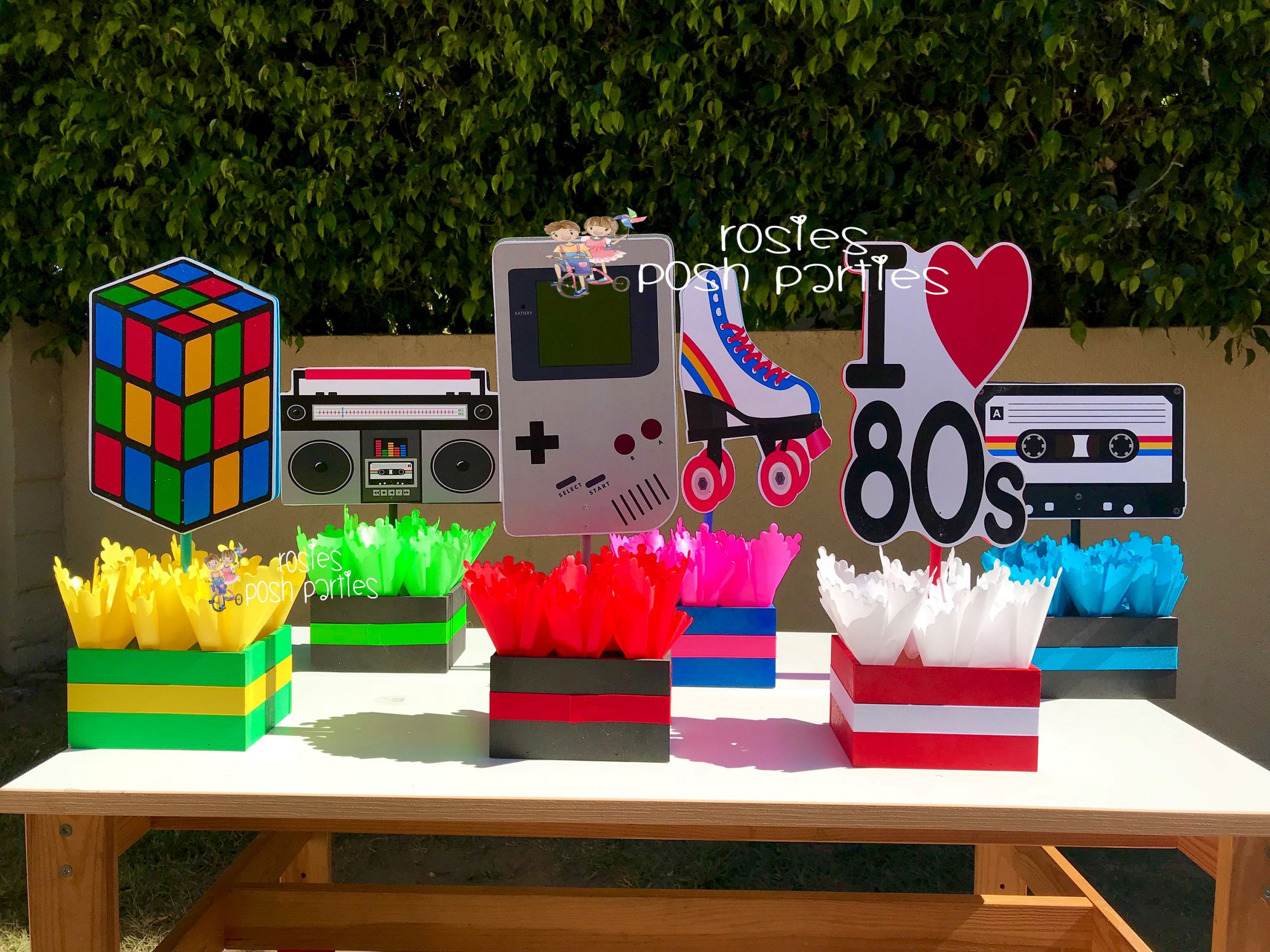 80 Birthday Decorations
 I love the 80s birthday bash party centerpieces 80s party