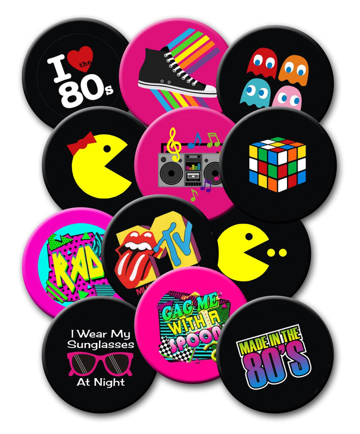 80 Birthday Decorations
 Totally 80 s Party Theme Party Favors set of 12 2 25 inch