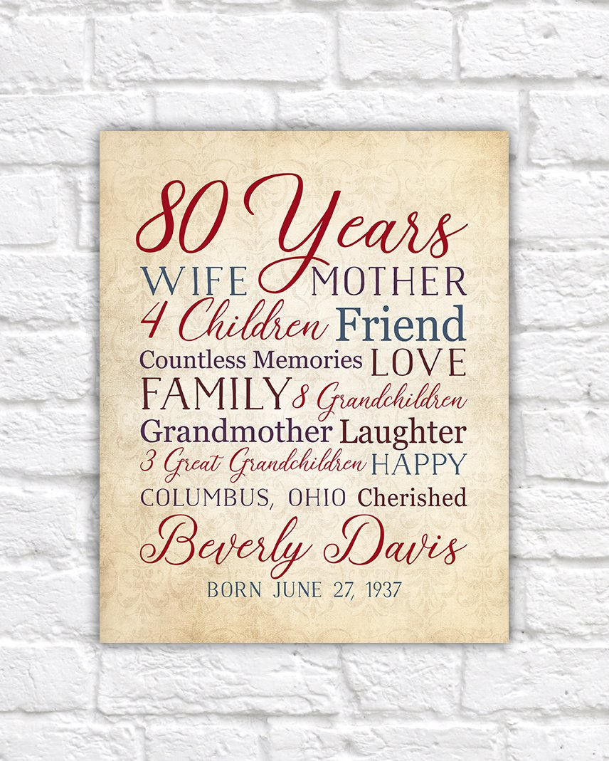 80 Years Old Birthday Quotes
 80th Birthday 80 Years Old Birthday Gift for Mother