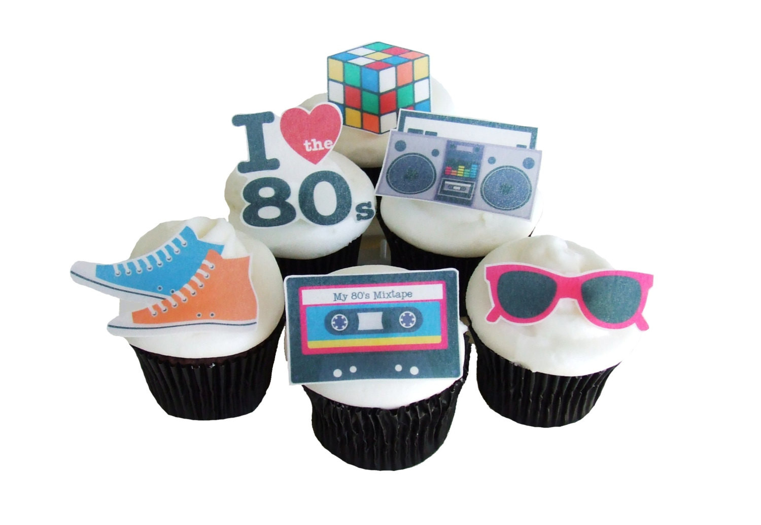 80S Party Decorations DIY
 80s THEME PARTY 12 Edible Cupcake Toppers Birthday