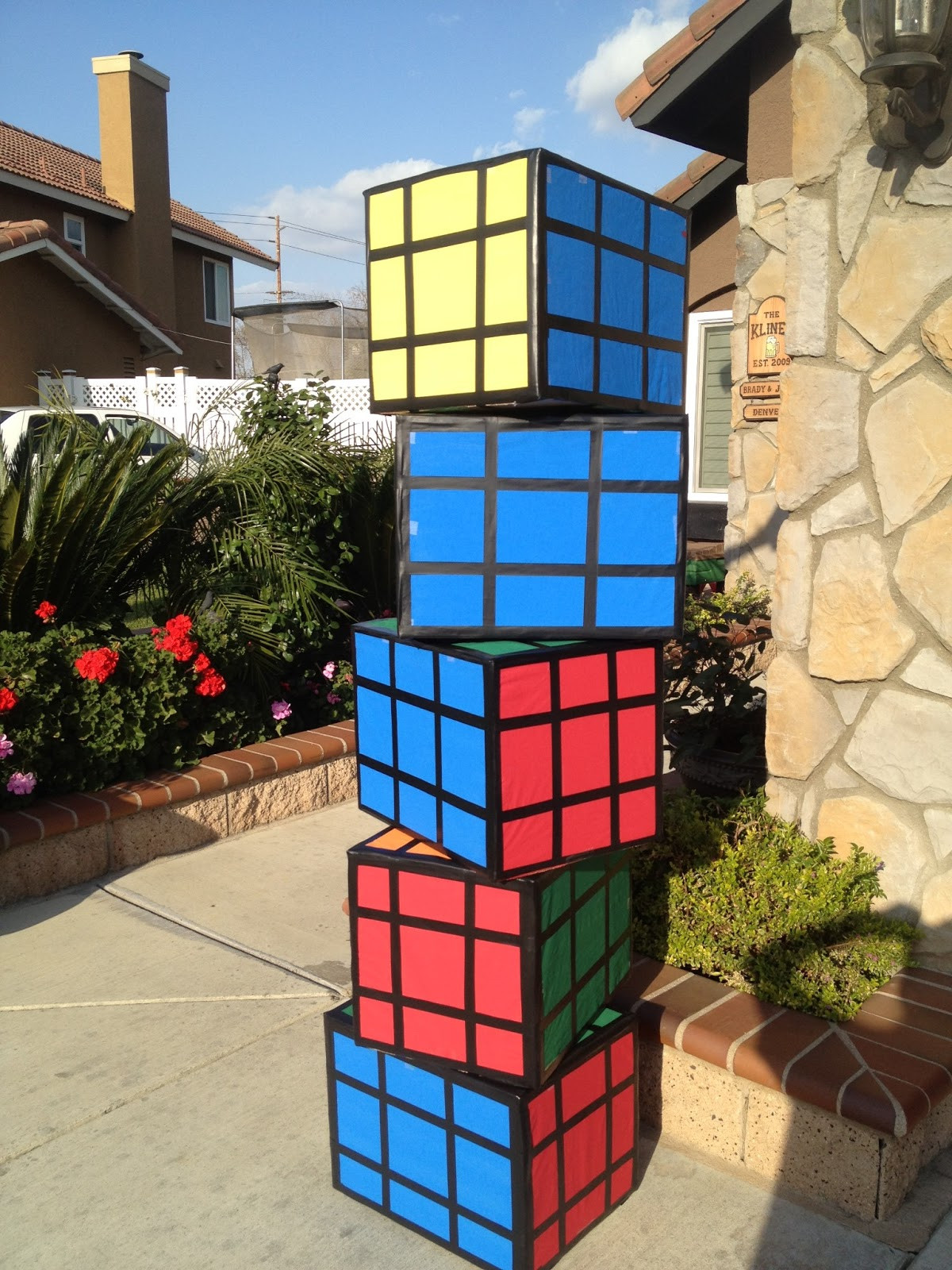 80S Party Decorations DIY
 Three Crafty Cousins DIY Rubix Cubes 80 s Theme