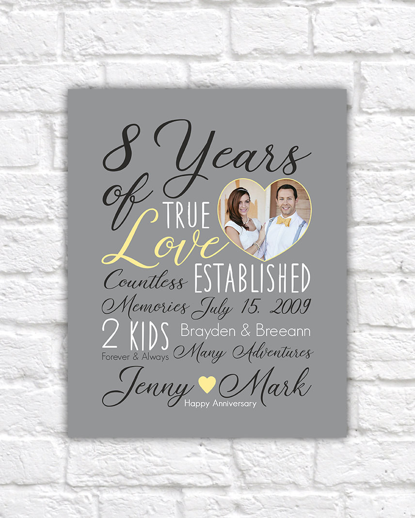 8Th Anniversary Gift Ideas
 Wedding Anniversary Gift Choose ANY YEAR 8th Anniversary 8