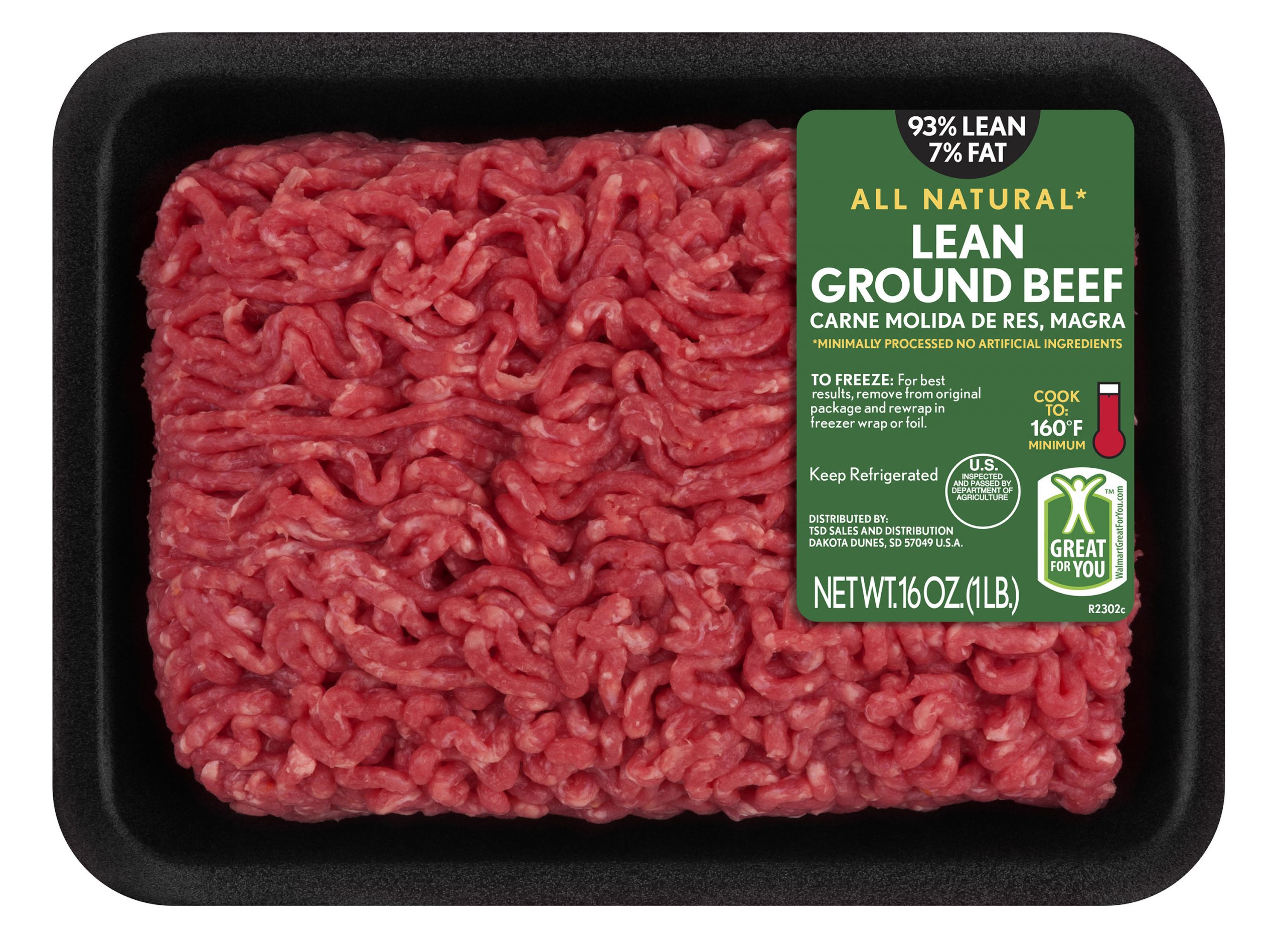 93 7 Ground Beef
 All Natural Lean Fat Lean Ground Beef Tray 1 lb